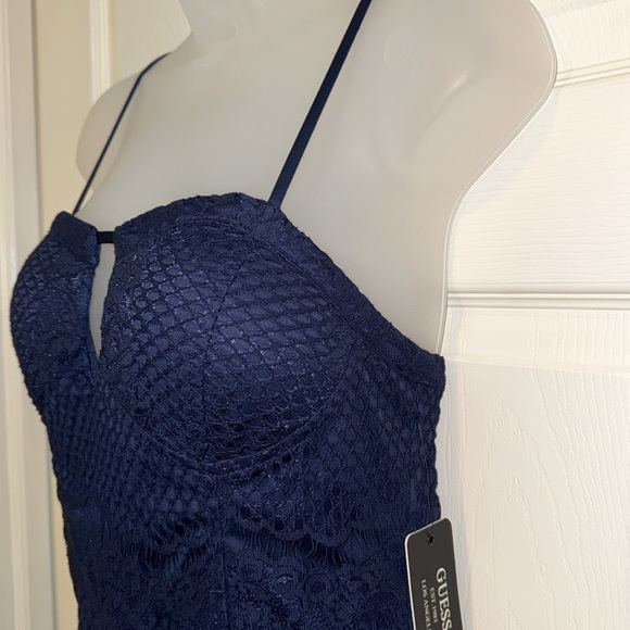Guess Sheath Dress Blue Lace Spaghetti Strap Size 10 - Picture 6 of 15